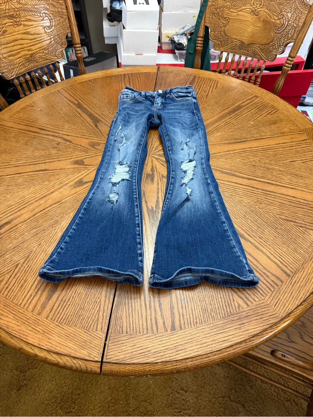 KanCan Dark Blue Distressed Flare Jeans